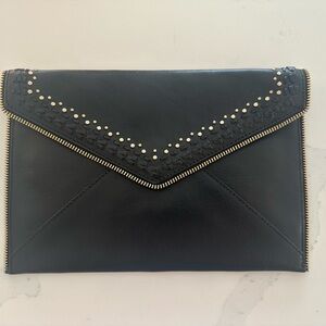 Rebecca Minkoff Black Envelope Clutch with Gold Accents